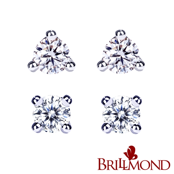 【BRILLMOND】鑽石耳環18K金二款三色選(1對天然鑽石總重6分 18K金台)