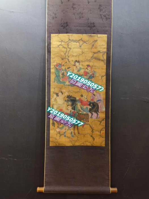 LA 5 唐，吴道子，精品绢本人物41.2X82.9 字畫書法古玩二手【華夏】533