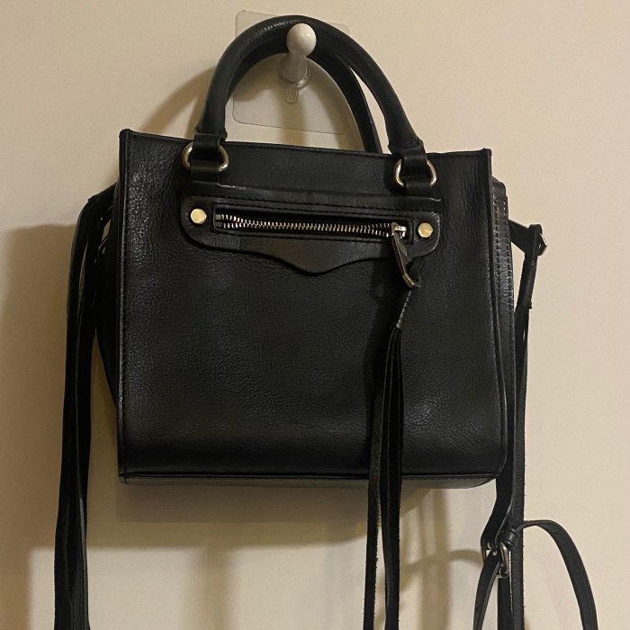 如新經典黑色牛皮Rebecca Minkoff SIDE ZIP MINI REGAN 肩背側背手提包