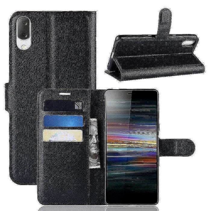 XZ3 Xperia III L1 錢包帶卡槽 L3 Xperia 荔枝皮手機殼適用於索尼 1 10 II 索尼 Ace