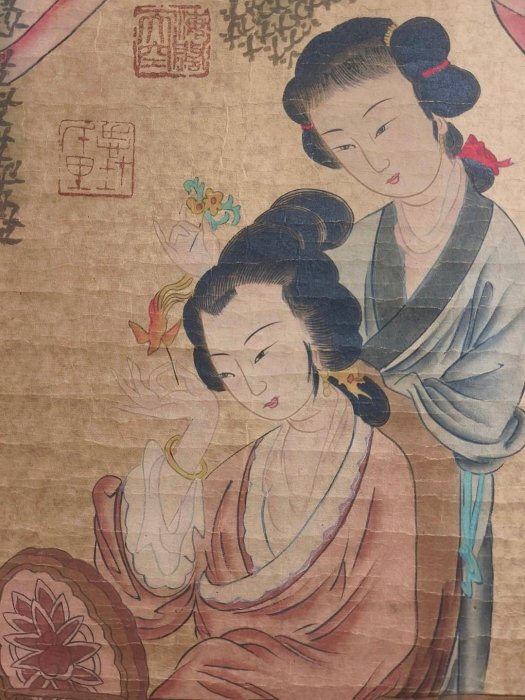 代號TZ496《仇英仕女》三尺中堂手繪作品畫心材質：宣紙裝裱尺寸：長