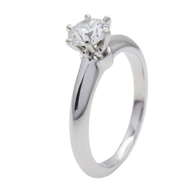 Tiffany & Co 蒂芬妮 18白K金 0.51ct Solitaire 鑽石戒指 【二手名牌BRAND OFF】