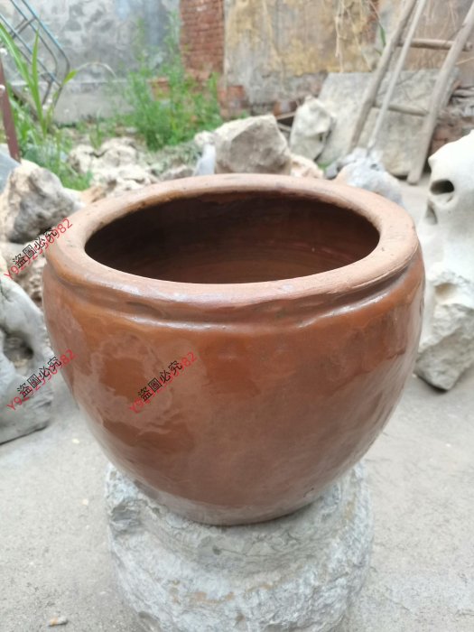 二手】缸老古董清代小卷缸水缸全品無裂痕不漏水里外釉庭院進門招財缸