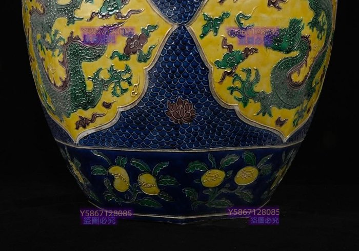 大明永樂砝華彩龍紋大罐，高43×40釐米12001152 青花五彩琺瑯彩【老窯堂