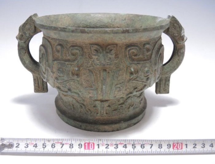 整理中　鋳銅　清富造　象嵌饕餮文　双耳香炉　1098 整理中様専用 鋳銅 清富造 象嵌饕餮文 双耳香炉 1098 - メルカリ