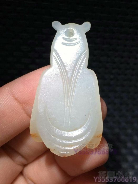 和田玉古玉白玉蟬掛件玉質溫潤細膩雕工精致蟬形生動造型優美頭部圓潤