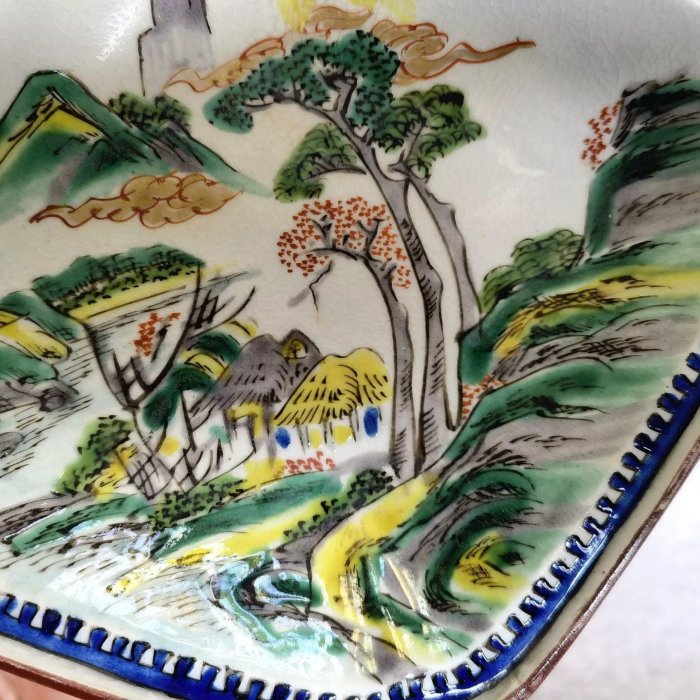 手描きの日本風景陶器九谷焼 日本九谷燒手繪風景盤2個陶瓷品相完好| Yahoo拍賣