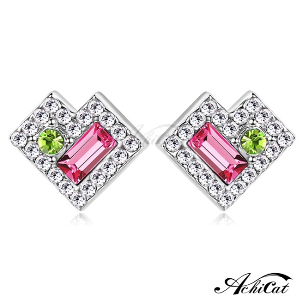 AchiCat 耳環 正白K 勝利女神 耳針式 抗過敏鋼針 愛心 施華洛世奇元素 銀色A款 一對價格 G4064