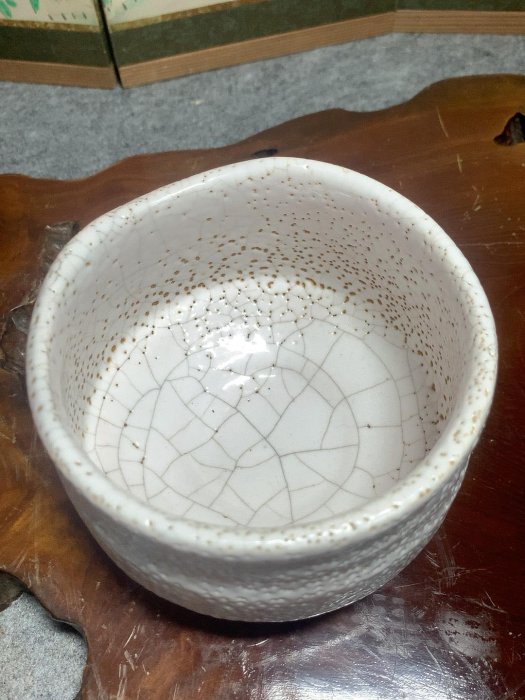 日本志野抹茶碗，志野茶碗，人間國寶名家加藤正山作，純手捏胎