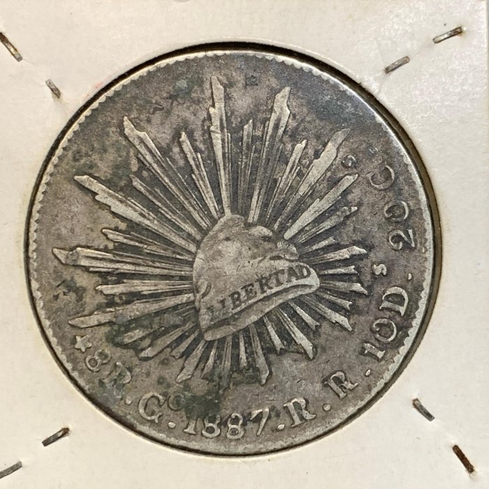 【耀元 9-26】1887年 墨西哥 法帽/鷹洋 8 REALES 銀幣--lsd10