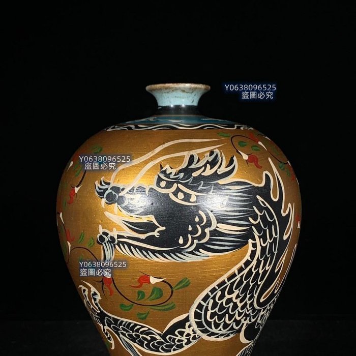 宋汝窯青龍寺御製款彩繪龍紋梅瓶，高29直徑14cm，4001643 官窯汝瓷建窯