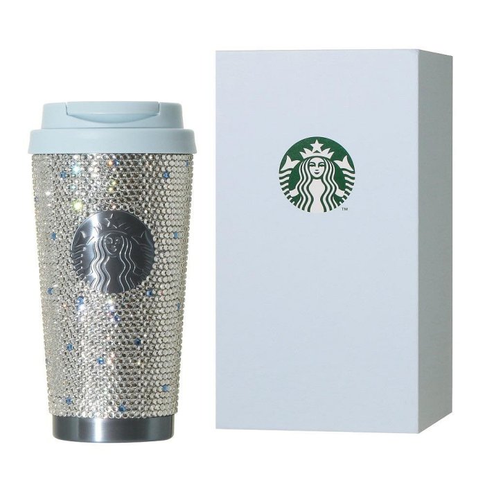 ＊日式雜貨館＊日本期間限定 2026日本星巴克 櫻花祭限定 水藍色水鑽隨行杯 473ml 隨行杯 水鑽不銹鋼杯 極度閃亮 水鑽隨行保溫杯 閃亮之星