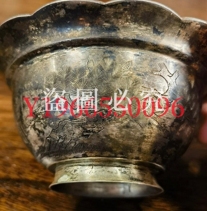 民國早期上海裘天寶銀樓純銀蓋缸松鶴延年原漿銀蓋缸，上海九大銀樓之裘