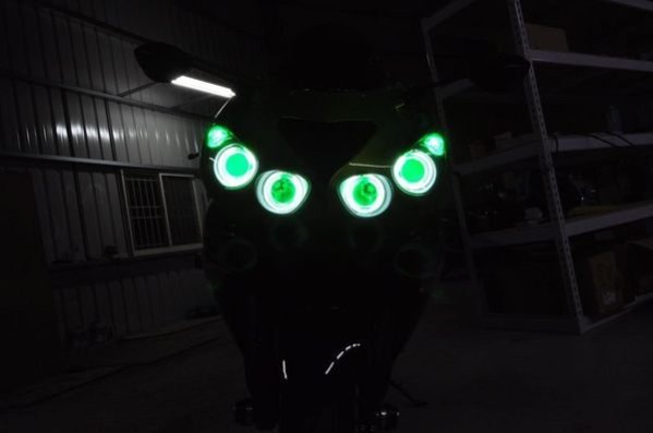 GAMMAS-HID台中廠Kawasaki Ninja ZX-14 ZX-6R (636) ZX-6RR ZX9R ZX12R 光圈魚眼防水-六眼魔神