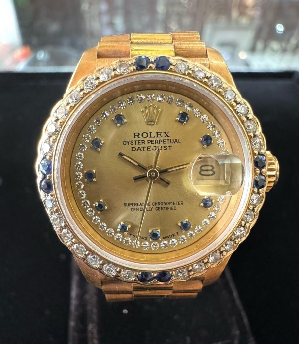ROLEX 勞力士69178 黃18K 金 蠔式金錶 多層鑽 +藍寶鑽圈 全原裝 [正泰精品當舖]另有69173 68273 178158 278271