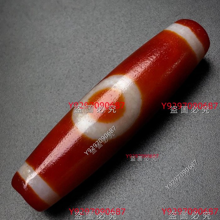 中国古美術・藏區回流・老料高油包漿・銀絲鑲嵌 六眼天珠 朱砂満点・西蔵工芸・瑪瑙 藏區回流老料高油包漿【一眼財神天珠】尺寸：48*13毫米重量12.1克天珠