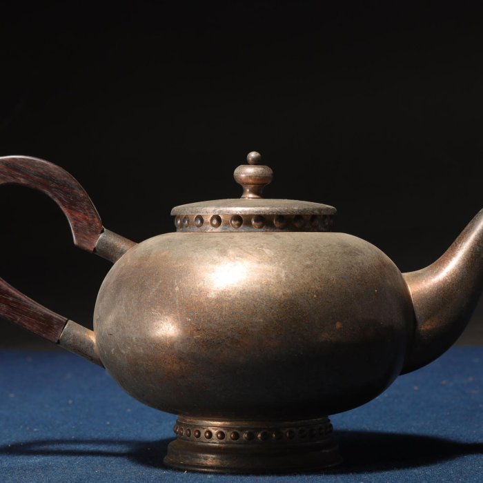 9/7結標紅木柄老錫壺ADH1258 -茶道具侘寂日本茶道品茶煎茶器茶器茶盤水