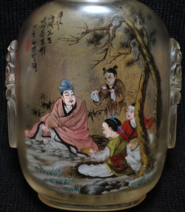 鼻煙壺水晶鼻煙壺內畫人物名家落款@寶進堂@ | Yahoo拍賣