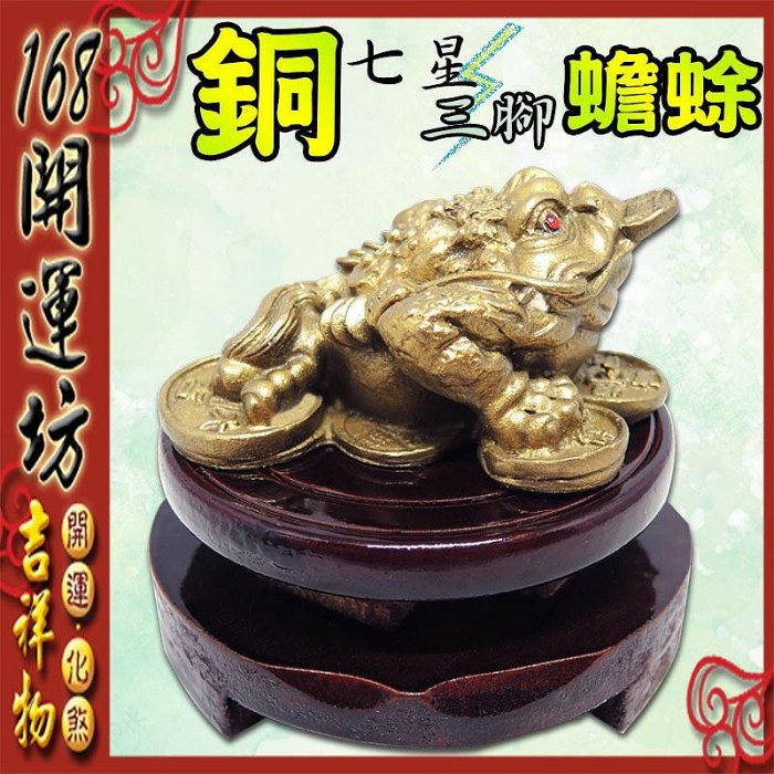 168開運坊】三腳蟾蜍系列【招財七星三腳銅金蟾蜍~實心-小+特贈選轉底座