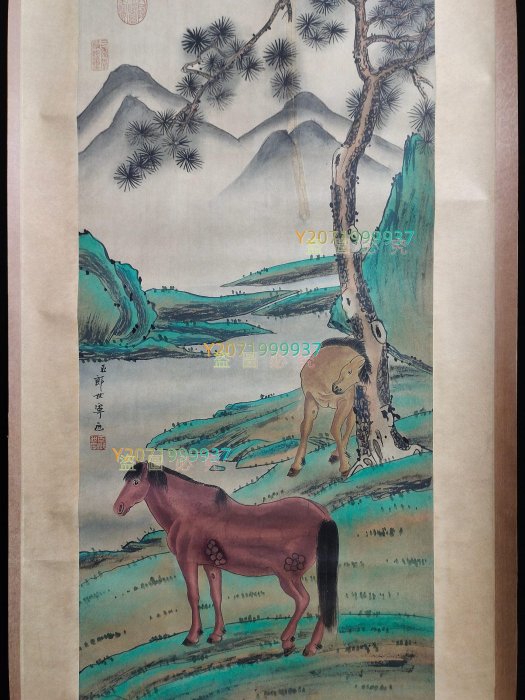 代號MA662《郎世寧馬》三尺手繪作品材質：宣紙裝裱尺寸：176cm