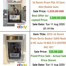 2015-16 Prizm Devin Booker 簽名PSA 9分| Yahoo拍賣