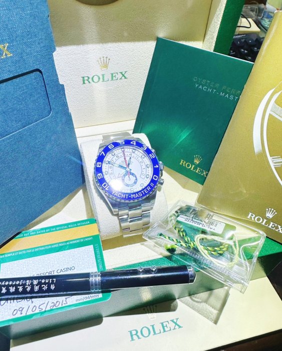 飛飛帥哥夫妻 2015年 近全新錶況ROLEX勞力士 Yacht-Master II 遊艇名仕 116680 帆船 倒數計時 大遊艇