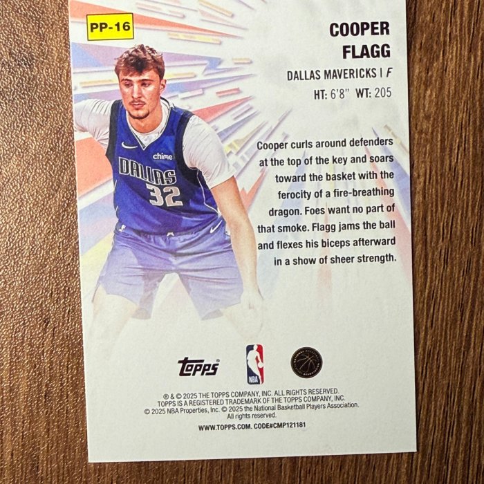 TOPPS FLAGSHIP POWER PLAYER Cooper Flagg RC 新秀2025-26 481