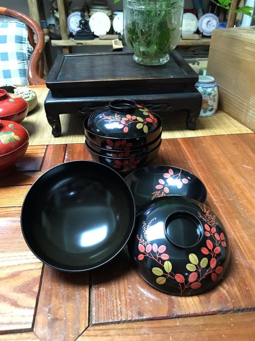 昭和時期日本御吸物碗新品天然大漆金蒔繪蓋碗口徑12㎝ 高8.3㎝ 手繪薄