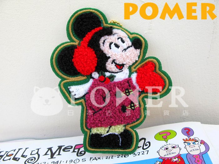 ☆POMER☆日本東京迪士尼樂園 絕版正品 米奇 冬裝 大衣 耳罩 圍巾 精緻 刺繡毛料 安全別針 吊飾 兩用款 聖誕節