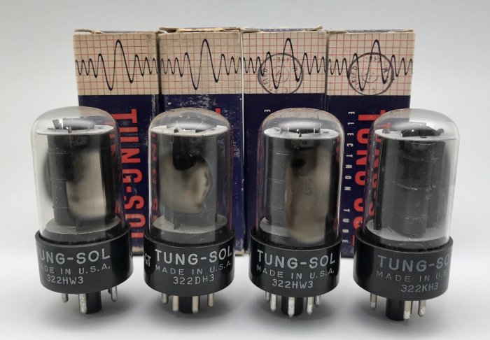美國TUNG-SOL原廠製6AU5-GT功率放大用五極真空管四支，單端出力4W，噴
