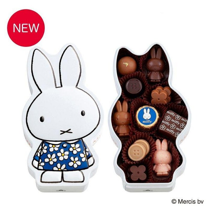 ＊日式雜貨館＊日本期間限定 Morozoff摩洛索夫聯名米飛兔造型巧克力鐵盒 14個入 紙盒款6入 miffy 情人節限定