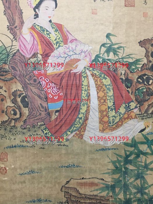 3A-187 仿古字畫畫家：仇英四尺中堂畫仕女畫手繪畫畫工精細