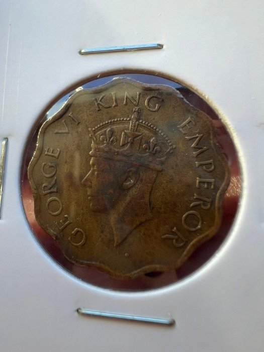 1942年英屬印度1安娜銅幣，喬治六世肖像AA2367，精品花邊設計嚴選藏品
