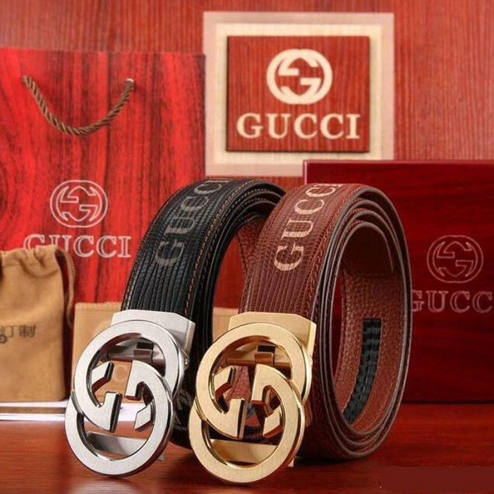 Gucci/古馳男皮帶 男士皮帶 真牛皮壓花拉絲雙G平滑扣男士腰帶 男青年潮流商務皮帶男