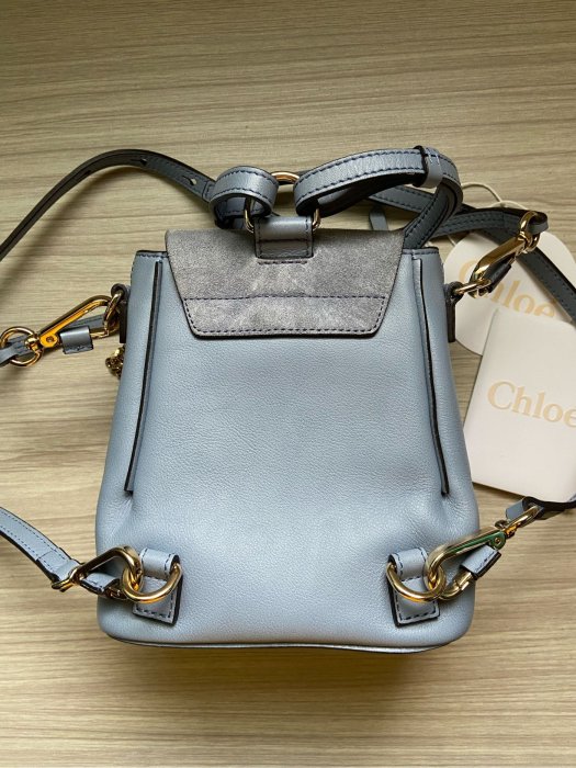 chloe faye mini backpack 開 箱 Chloe Faye Mini Backpack 後背包水洗藍霧霾藍| Yahoo拍賣