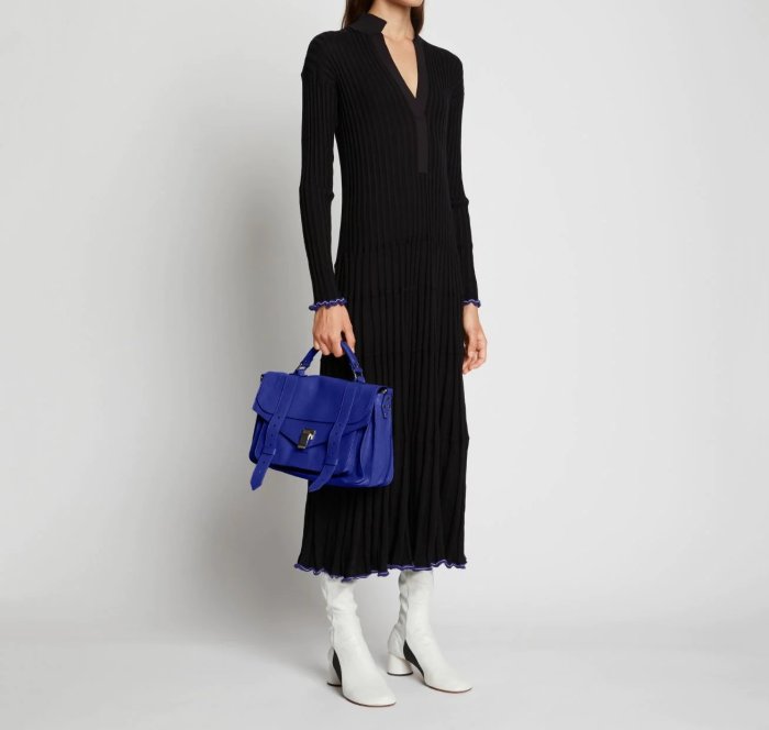 【Proenza Schouler】PS1 中款防刮山羊皮手提斜背包/兩用包 鈷藍色