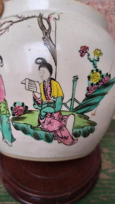 民國桃花美女粉彩瓷罐名家手繪民俗古玩收藏精品陶瓷舊物瓷器珍藏民國