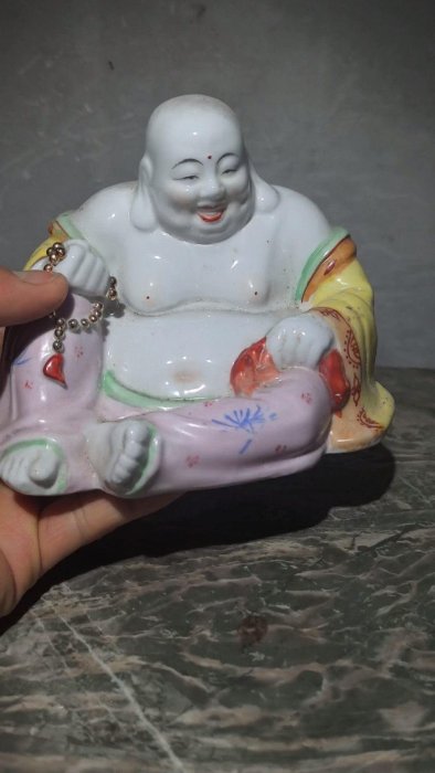 景德鎮手工粉彩彌勒佛塑像，全品無瑕推薦收藏，適合擺放喜慶場所法相