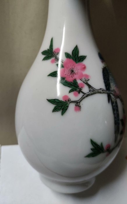 嚴選567湖南醴陵釉下五彩花鳥瓶，高白釉瓷藝珍藏，完美品相無瑕疵