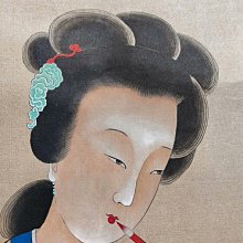 嚴選沈周風味純手工仕女圖中堂掛軸，三尺絹本藝術品客廳裝飾字畫中堂畫