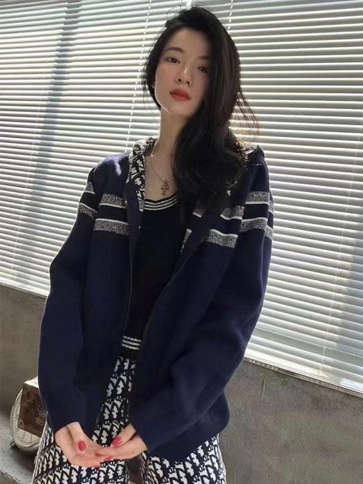 新品DIOR 迪奧 D家老花雙面穿毛衣開衫女款2023網紅爆款冬季男士針織衫外套促銷