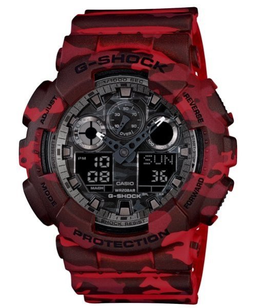 實體店面【時間光廊】CASIO 卡西歐 G-SHOCK 紅迷彩 全新原廠公司貨 GA-100CM-4ADR