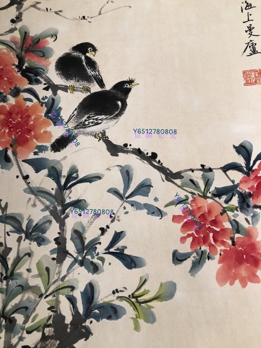陸小曼 花鳥 編號58【陸小曼】花鳥，純手繪四條屏，260一套裱好尺寸高x寬180*50cm