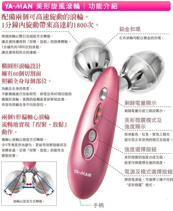 YA−MAN GR-14P GOODS】美容聖物YA-MAN GR-14P/ GR14P 美形旋風滾輪/ 加贈沐浴乳