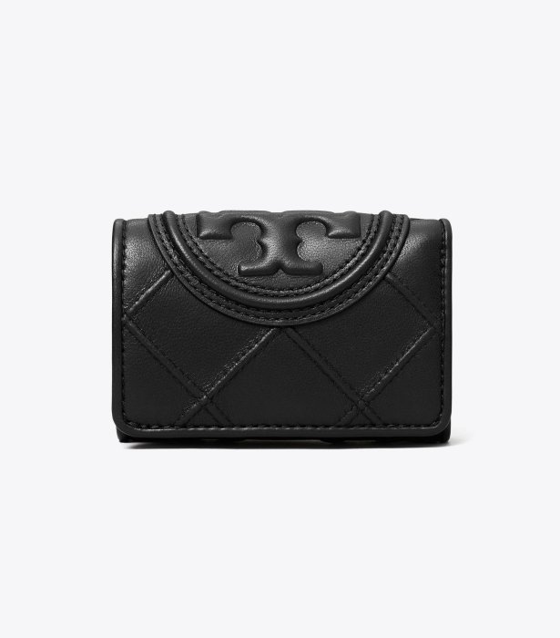 【TORY BURCH】專櫃經典款 Fleming 防刮超軟皮革三折釦式短夾 手拿包 零錢包