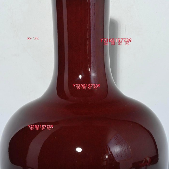 2清康熙年制郎窯紅天球瓶，高32×20厘米??4385A01584 【錦繡古玩