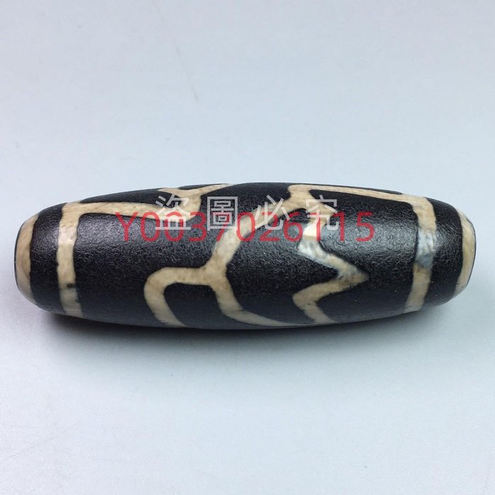 藏傳極品化水蓮花龍紋風化天珠,材質，瑪瑙玉髓，尺寸67.2×21.9左右古玩