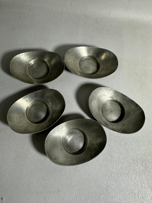 古玩輕鬆拍】老日本時代煎茶道具名工匠乾茂號造落款題字五君子紋小判型