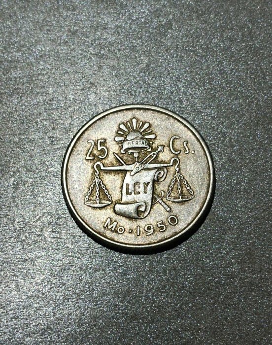 嚴選1950年墨西哥天平鷹洋25分古錢幣，包老珍藏極美品天平鷹洋墨西哥