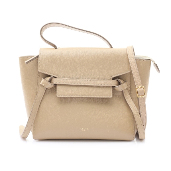 CELINE 賽琳 Nano Belt 肩背包 淺褐色 牛皮 189003 【二手名牌BRAND OFF】